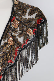 Sharmark Las Vegas 1994 Beaded Mesh Fringe Shawl