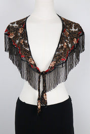 Sharmark Las Vegas 1994 Beaded Mesh Fringe Shawl