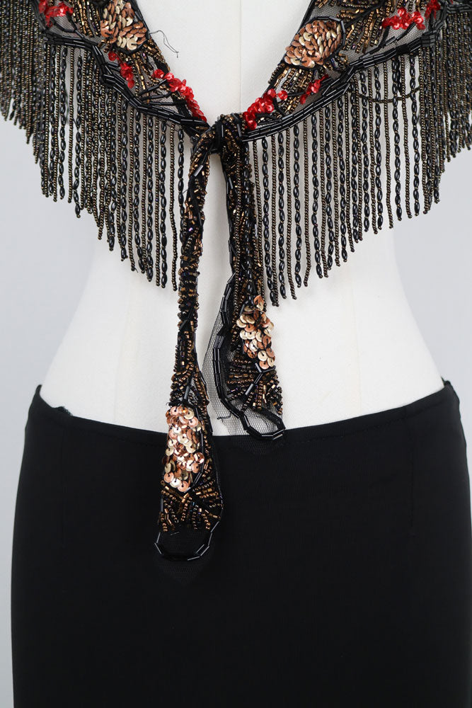 Sharmark Las Vegas 1994 Beaded Mesh Fringe Shawl