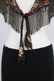 Sharmark Las Vegas 1994 Beaded Mesh Fringe Shawl