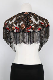 Sharmark Las Vegas 1994 Beaded Mesh Fringe Shawl