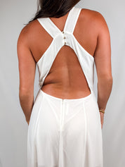 Imperial 2000s White Grecian Wrap Maxi Dress - M/L