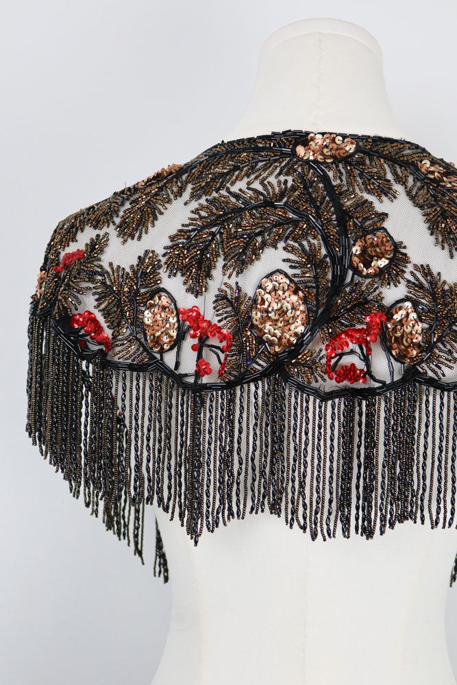 Sharmark Las Vegas 1994 Beaded Mesh Fringe Shawl