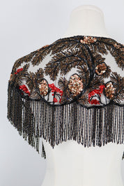 Sharmark Las Vegas 1994 Beaded Mesh Fringe Shawl