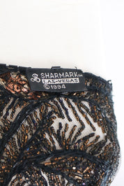 Sharmark Las Vegas 1994 Beaded Mesh Fringe Shawl