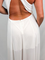 Imperial 2000s White Grecian Wrap Maxi Dress - M/L