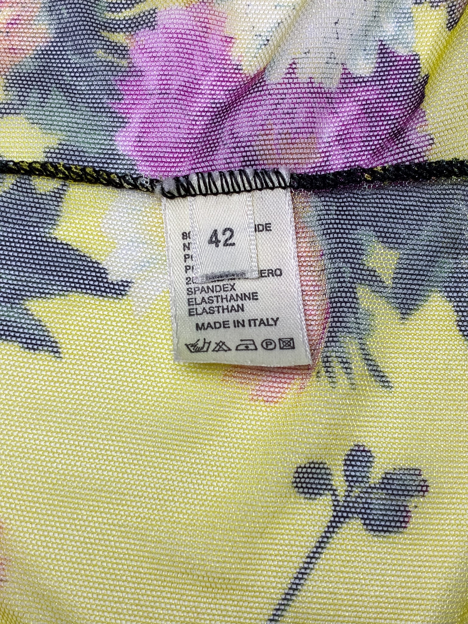 Roberto Cavalli 2000s Yellow Floral Mesh Racerback Tank - S/M
