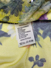 Roberto Cavalli 2000s Yellow Floral Mesh Racerback Tank - S/M