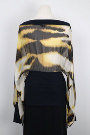 Gianfranco Ferré 2000s Tiger Print Silk Batwing Top – M/L