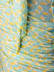 Diane von Furstenberg 2000s Aqua & Yellow Print Ruched Silk Mini Dress - XS/S