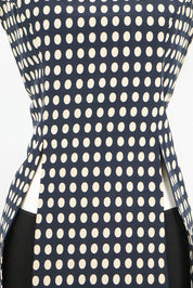 Gai Mattiolo Roma 2000s Navy Polka Dot Silk Tie Shoulder Top – XL