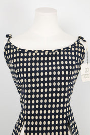 Gai Mattiolo Roma 2000s Navy Polka Dot Silk Tie Shoulder Top – XL