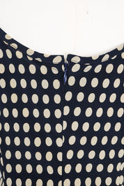 Gai Mattiolo Roma 2000s Navy Polka Dot Silk Tie Shoulder Top – XL