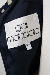 Gai Mattiolo Roma 2000s Navy Polka Dot Silk Tie Shoulder Top – XL