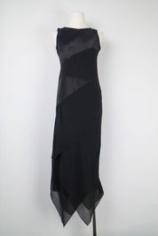 Pianoforte di Max Mara 2000s Black Silk Paneled Maxi Dress – M