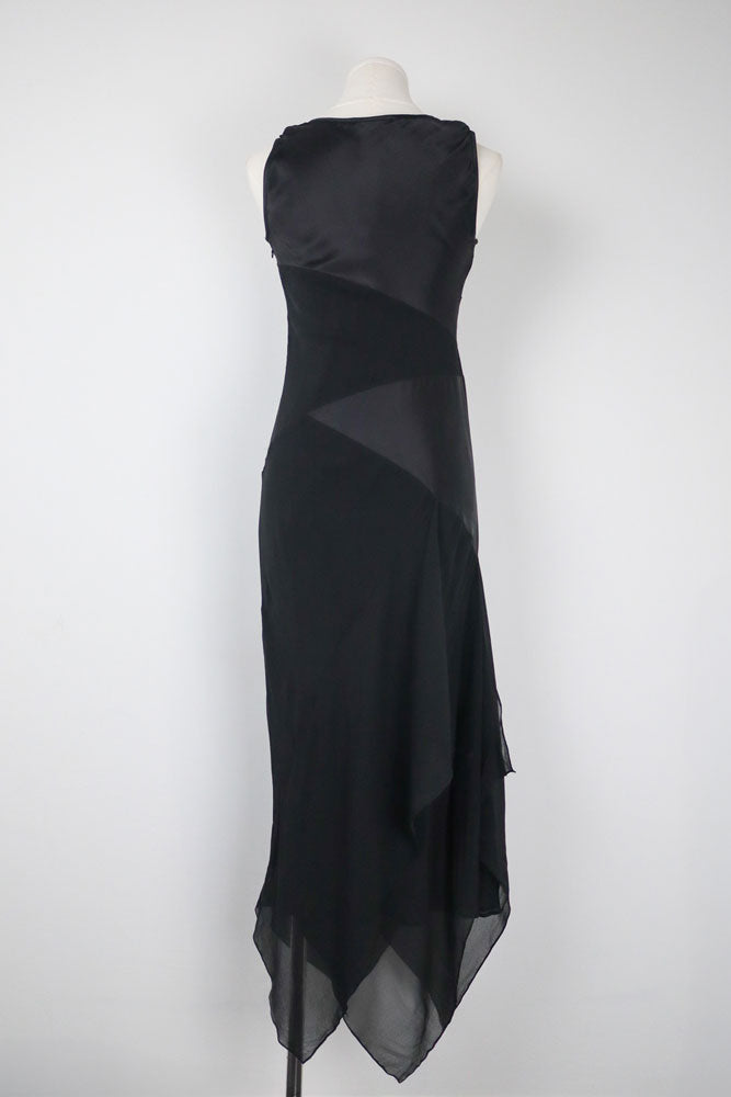 Pianoforte di Max Mara 2000s Black Silk Paneled Maxi Dress – M