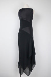 Pianoforte di Max Mara 2000s Black Silk Paneled Maxi Dress – M