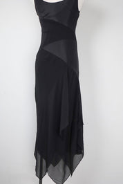 Pianoforte di Max Mara 2000s Black Silk Paneled Maxi Dress – M