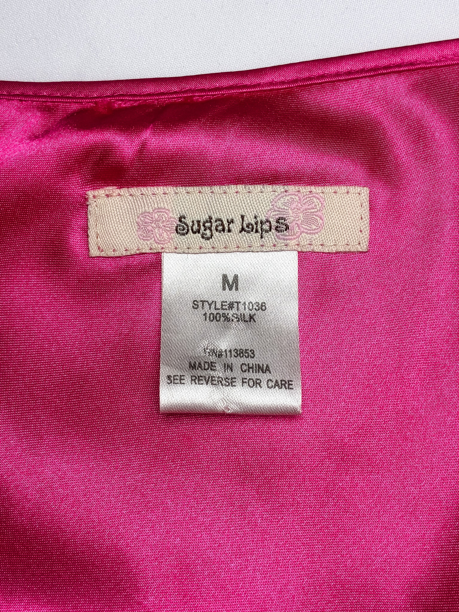 Sugarlips 2000s Pink Beaded Silk Slip Mini Dress - XS/S