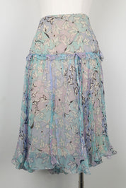 2000s Emilio Pucci Light Blue Silk Flowy Skirt – M/L