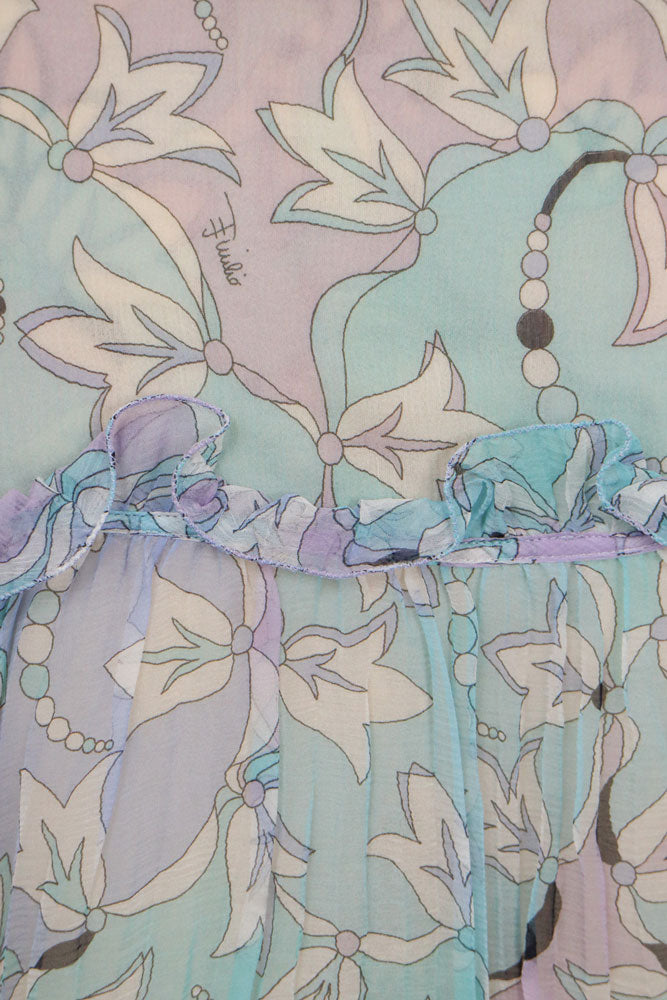 2000s Emilio Pucci Light Blue Silk Flowy Skirt – M/L
