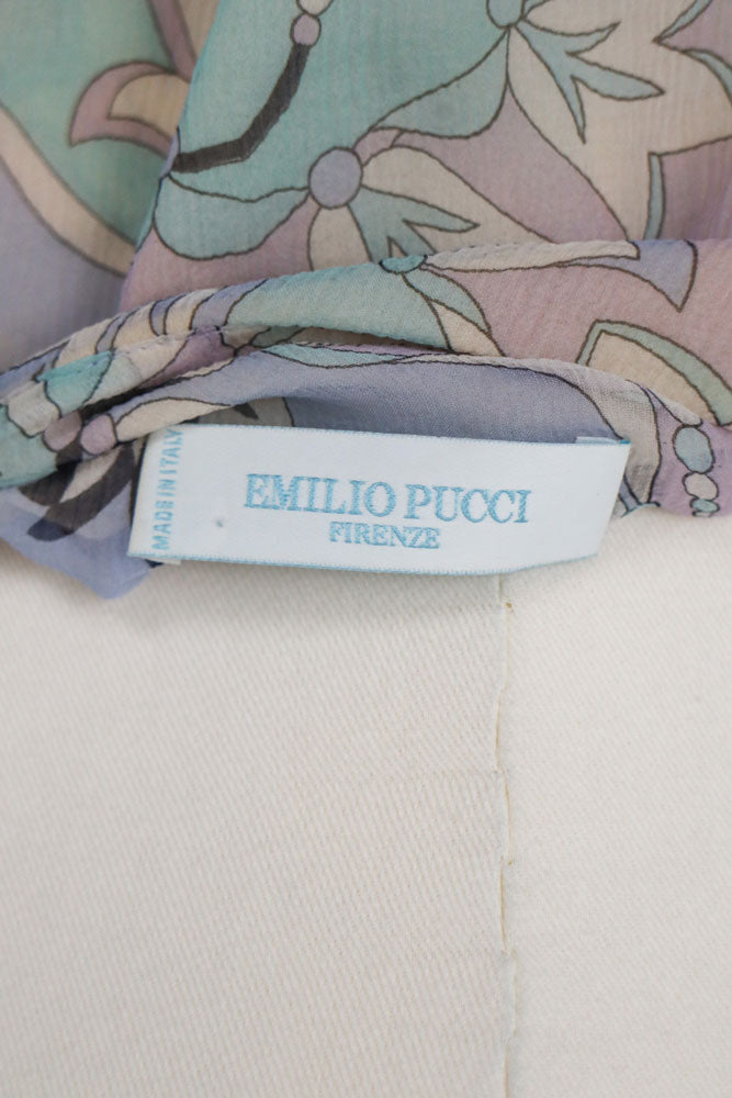 2000s Emilio Pucci Light Blue Silk Flowy Skirt – M/L
