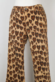 Moschino Jeans 2000s Leopard Heart Print Flare Jeans – W26/27