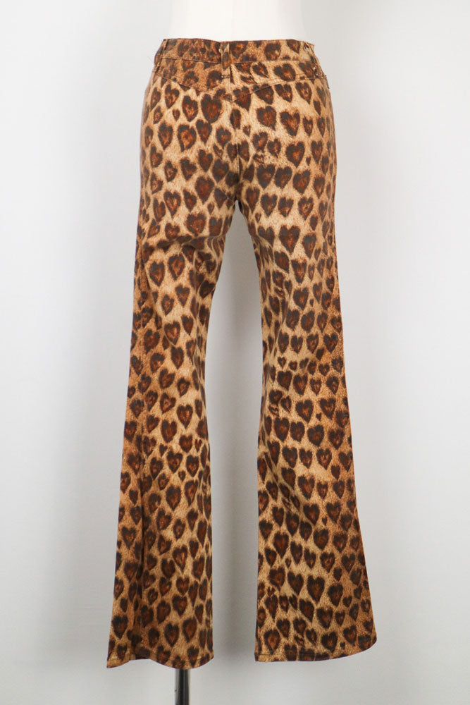 Moschino Jeans 2000s Leopard Heart Print Flare Jeans – W26/27