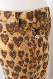 Moschino Jeans 2000s Leopard Heart Print Flare Jeans – W26/27
