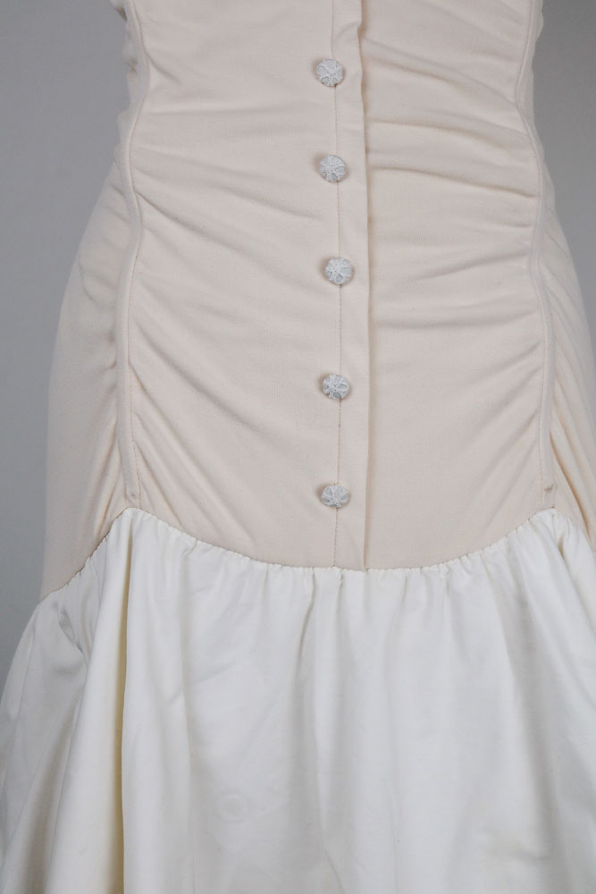 Blumarine Folies 2000s Cream Ruched Bodysuit Eyelet Ruffle Mini Dress Sourced by Scottie Blumarine Folies 2000s Cream Ruched Bodysuit Eyelet Ruffle Mini Dress Sourced by Scottie