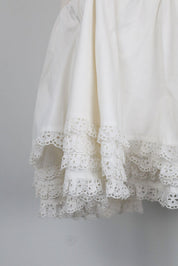Blumarine Folies 2000s Cream Ruched Bodysuit Eyelet Ruffle Mini Dress – M/L
