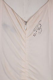 Blumarine Folies 2000s Cream Ruched Bodysuit Eyelet Ruffle Mini Dress – M/L
