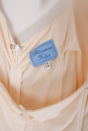 Blumarine Folies 2000s Cream Ruched Bodysuit Eyelet Ruffle Mini Dress – M/L