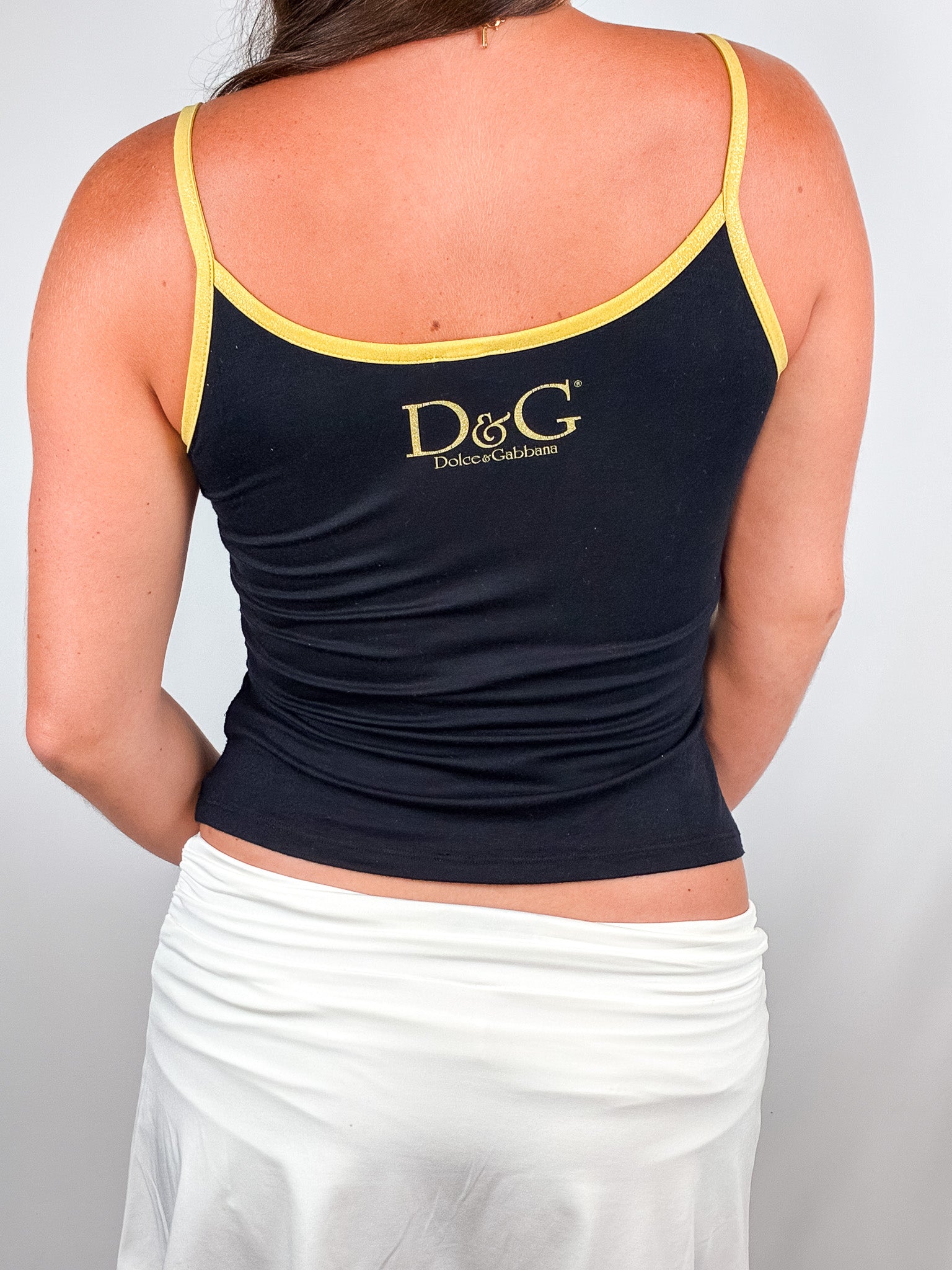 D&G 2000s Black "I'm Ahead of the Times" Sequin Cami - S/M