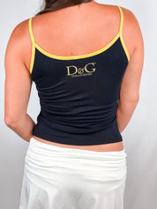 D&G 2000s Black "I'm Ahead of the Times" Sequin Cami - S/M