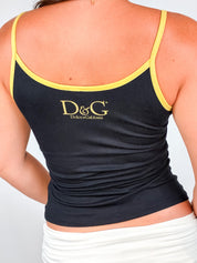 D&G 2000s Black "I'm Ahead of the Times" Sequin Cami - S/M