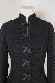Luisa Spagnoli Black Silk Ruched Bow Jacket –  S