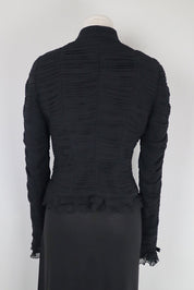 Luisa Spagnoli Black Silk Ruched Bow Jacket –  S