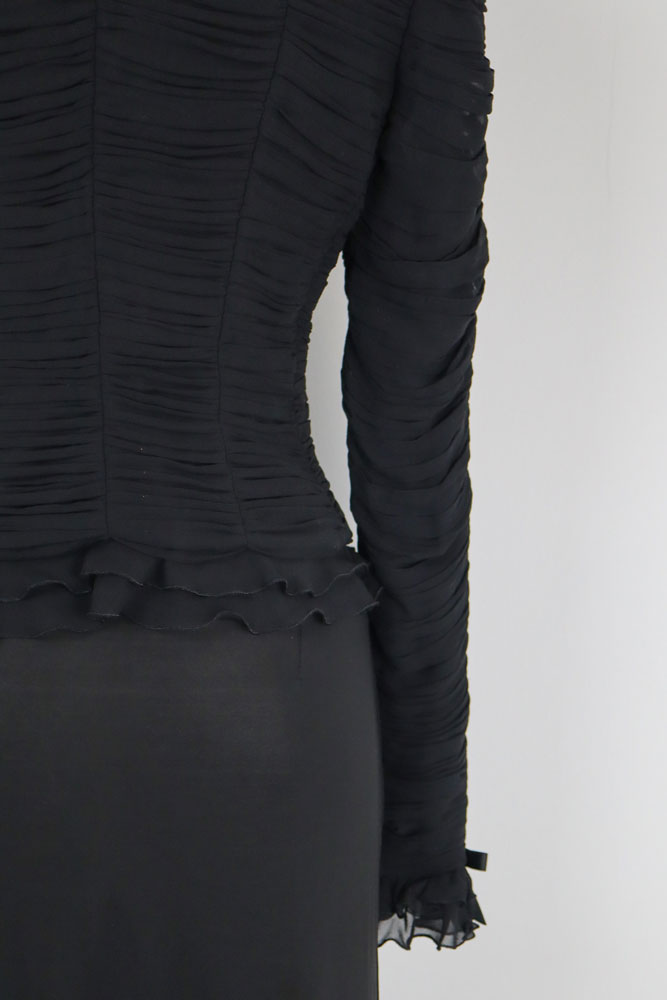 Luisa Spagnoli Black Silk Ruched Bow Jacket –  S