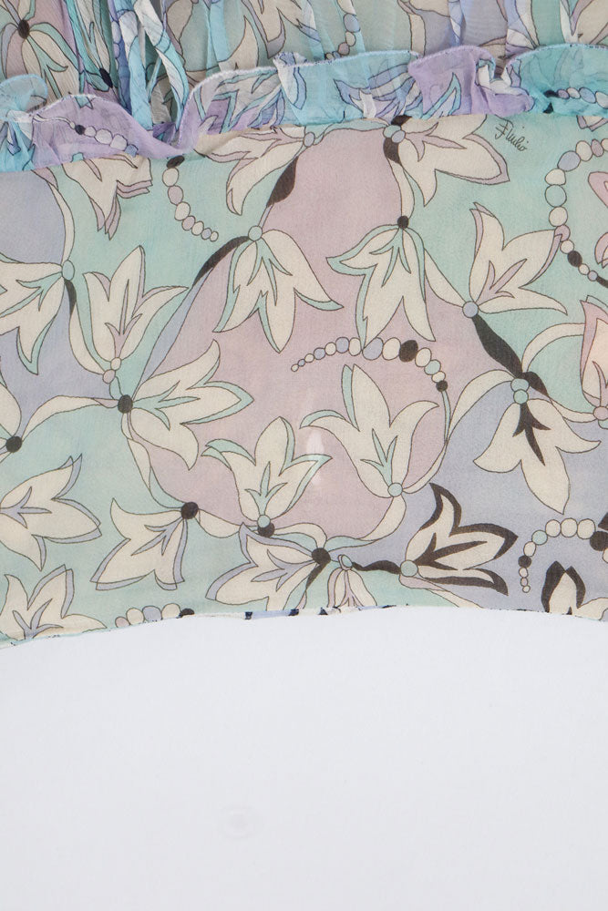 2000s Emilio Pucci Light Blue Silk Flowy Skirt – M/L