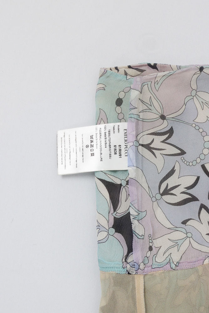 2000s Emilio Pucci Light Blue Silk Flowy Skirt – M/L