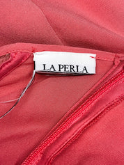 La Perla 2000s Coral Silk Draped Halter Maxi Dress - S/M