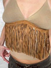 Blumarine 2000s Tan Suede Fringe Cami