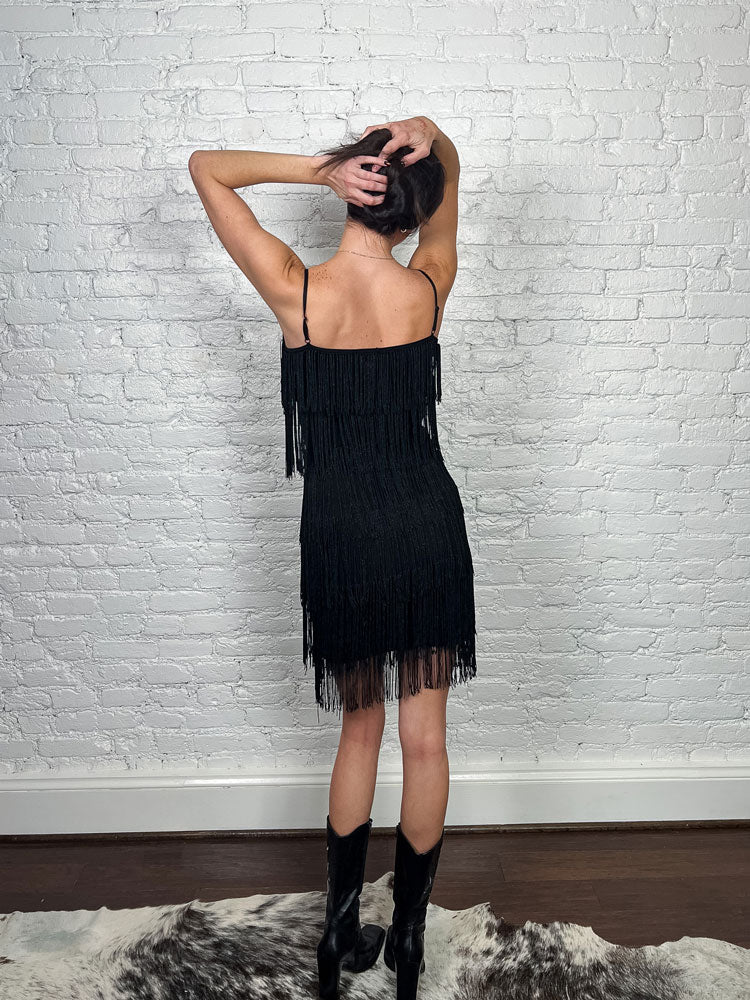 Sinequanone 2000s Black Fringe Flapper Dress