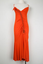 Class Roberto Cavalli Orange Sequin Midi Dress – M