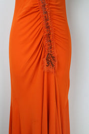 Class Roberto Cavalli Orange Sequin Midi Dress – M