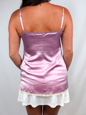 2000s Mauve Silk Lace-Trim Camisole - S