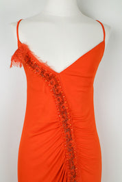 Class Roberto Cavalli Orange Sequin Midi Dress – M