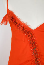 Class Roberto Cavalli Orange Sequin Midi Dress – M