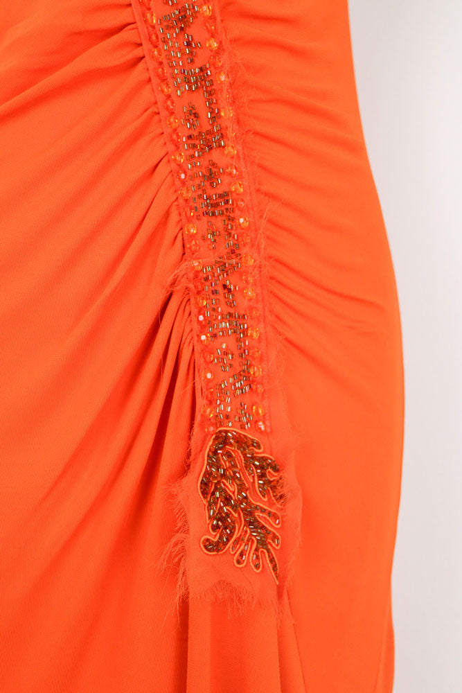 Class Roberto Cavalli Orange Sequin Midi Dress – M